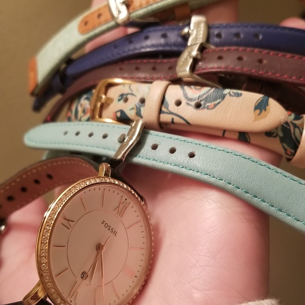 Fossil Jacqueline Watch w/ Five 14mm Straps